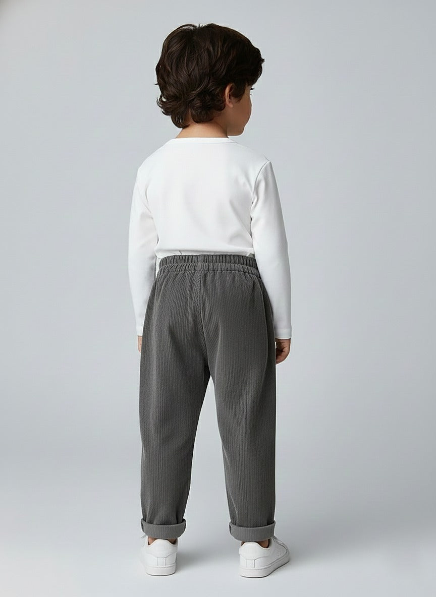 Infants Brown Rib Texture Couduroy Trousers