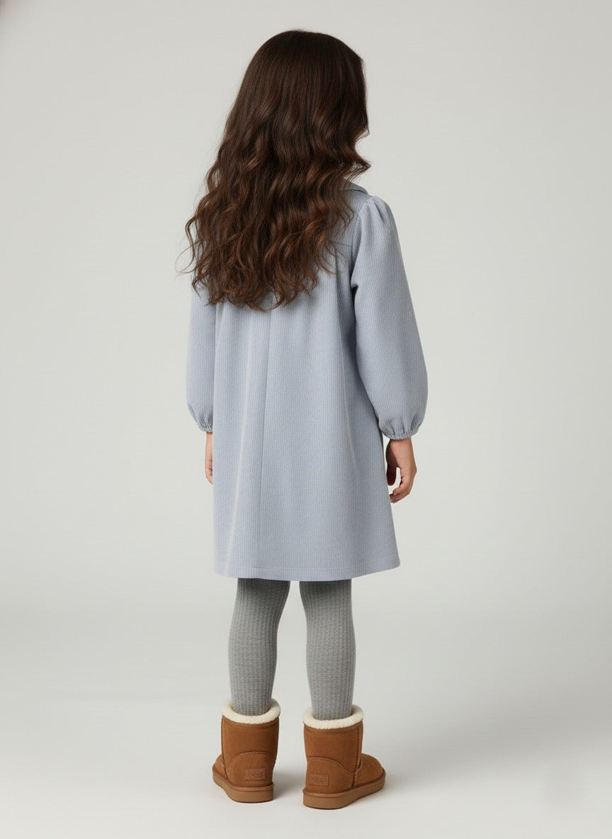 Girls' Pastel Blue Peter Pan Collar Corduroy Dress