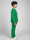 Kids Green Waffle Oversized T-Shirt and Pant Set