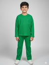 Kids Green Waffle Oversized T-Shirt and Pant Set
