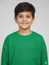 Kids Green Waffle Oversized T-Shirt and Pant Set