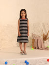Spunkies Black Girls Solid Round Neck Short Sleeves Fit & Flare Dress