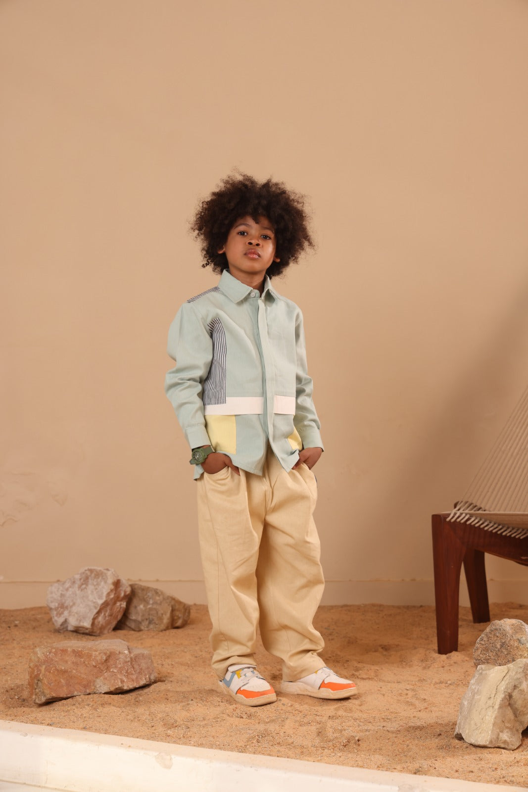 Spunkies Boys Cotton Denim Shirt with Graphic Design