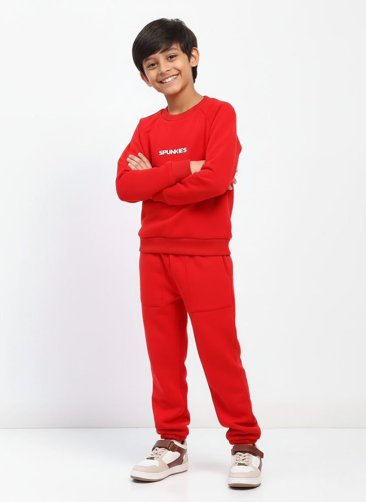 Boys Red Long Sleeve Sweatshirt Set