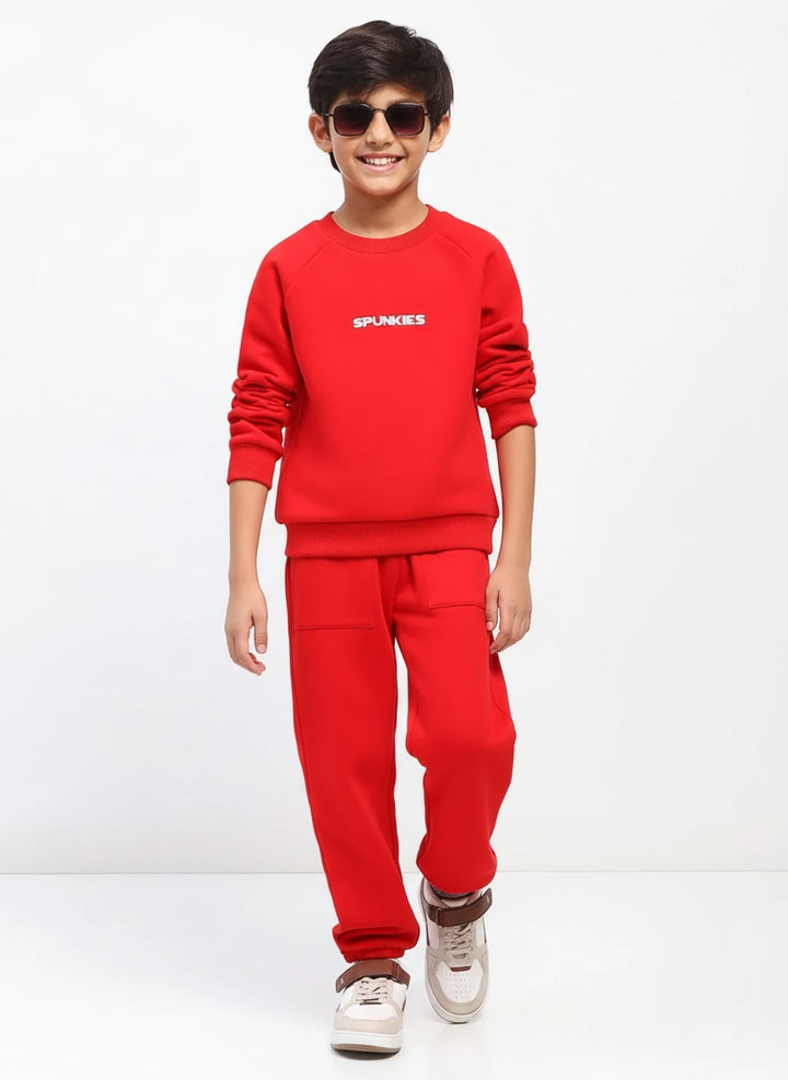 Boys Red Long Sleeve Sweatshirt Set