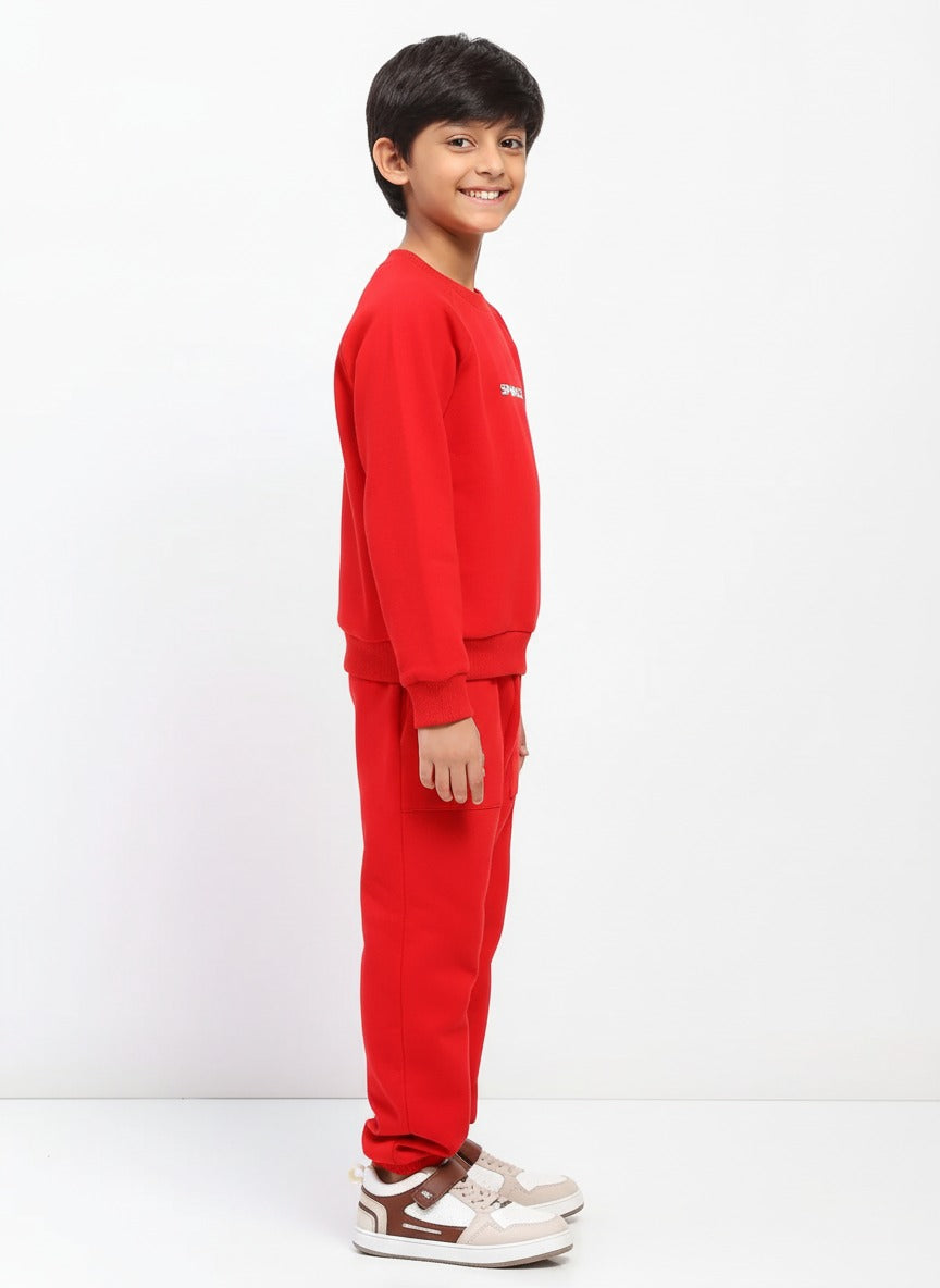Boys Red Long Sleeve Sweatshirt Set