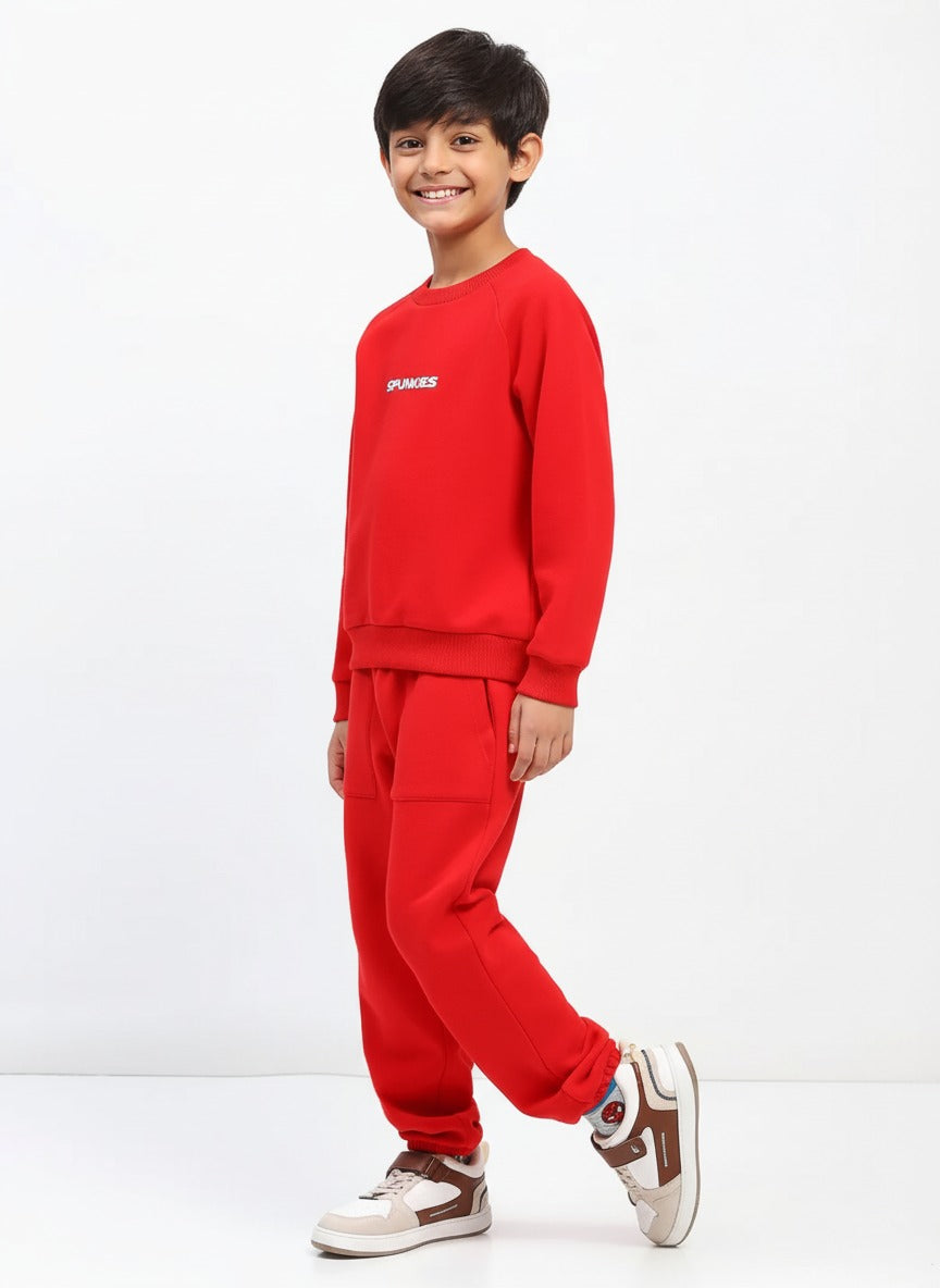 Boys Red Long Sleeve Sweatshirt Set