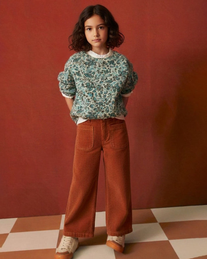 Girls Rust Rib Texture Corduroy Trousers