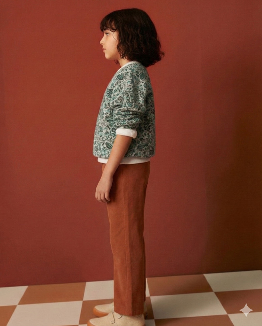 Girls Rust Rib Texture Corduroy Trousers