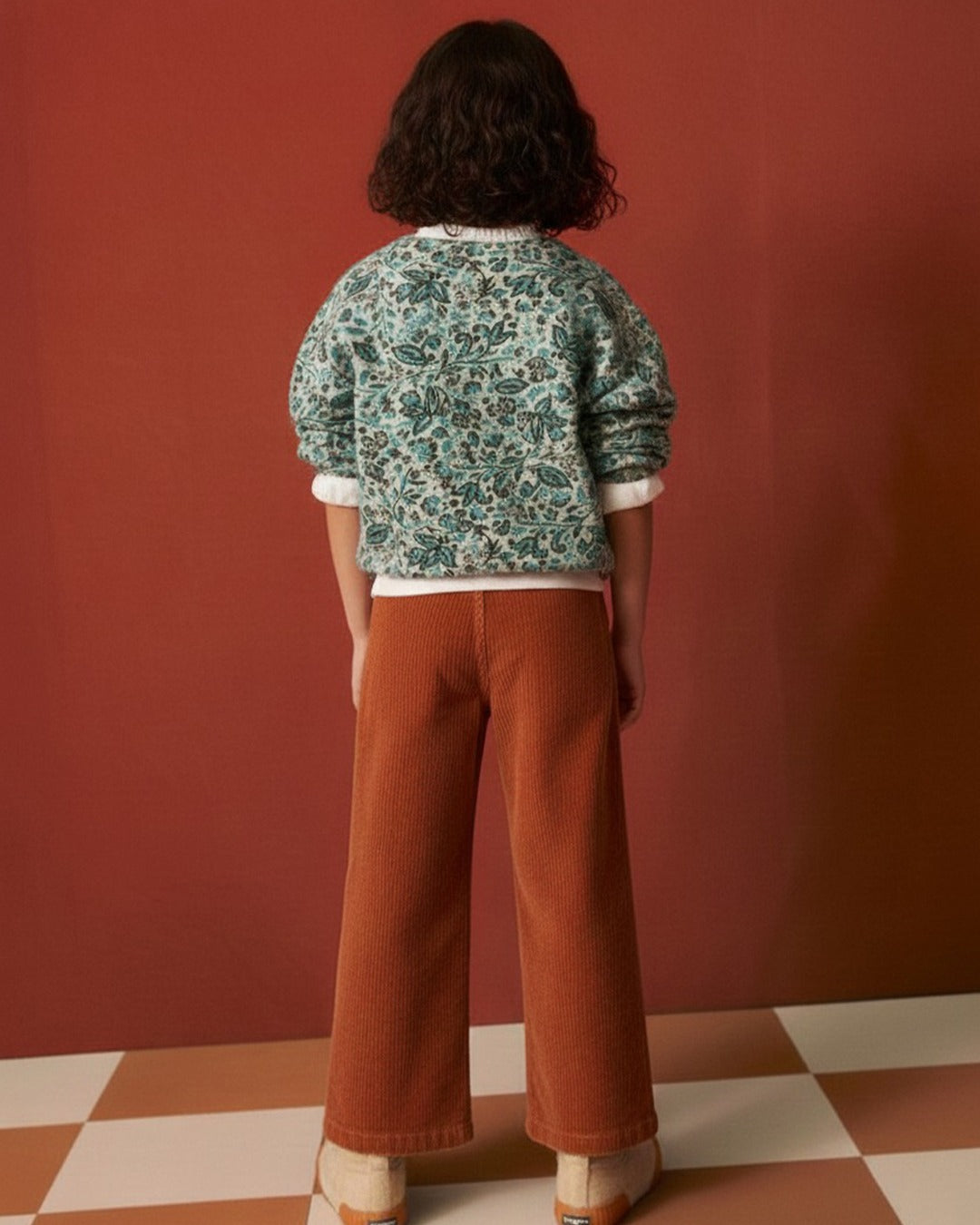 Girls Rust Rib Texture Corduroy Trousers