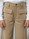 Girls Tan Suede Solid Wide-Leg Trousers