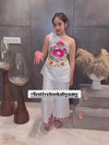 Girls One shoulder embellished top with flared pant