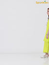Girls Lime Green Ethnic Sleeveless Kurta with Palazzo Co-Ord Set