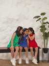 Spunkies Green Girls Crochet Floral Round Neck Sleeveless A-Line Dress