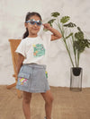 Spunkies Girls Light Wash Denim Lycra Skirt with Patch Pockets