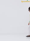 Boys White Cotton Printed Ethnic Kurta Pajama Set