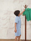 Boys Cotton Jacquard Blue Polo T-shirt and Shorts Set