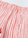 White & Coral Red Striped Co-Ord Set- Boy