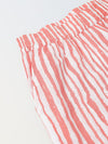 White & Coral Red Striped Co-Ord Set- Boy