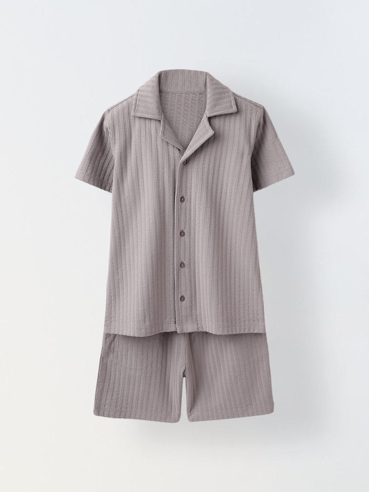 Grey Ribbed Co-Ord Set -Boy