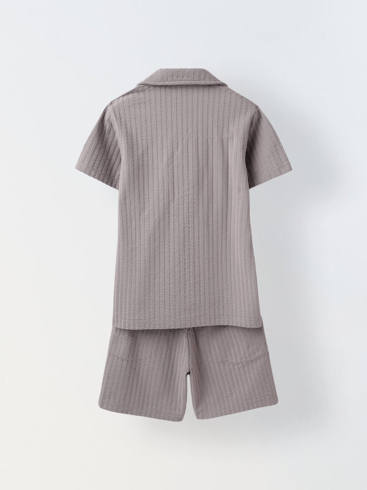 Grey Ribbed Co-Ord Set -Boy