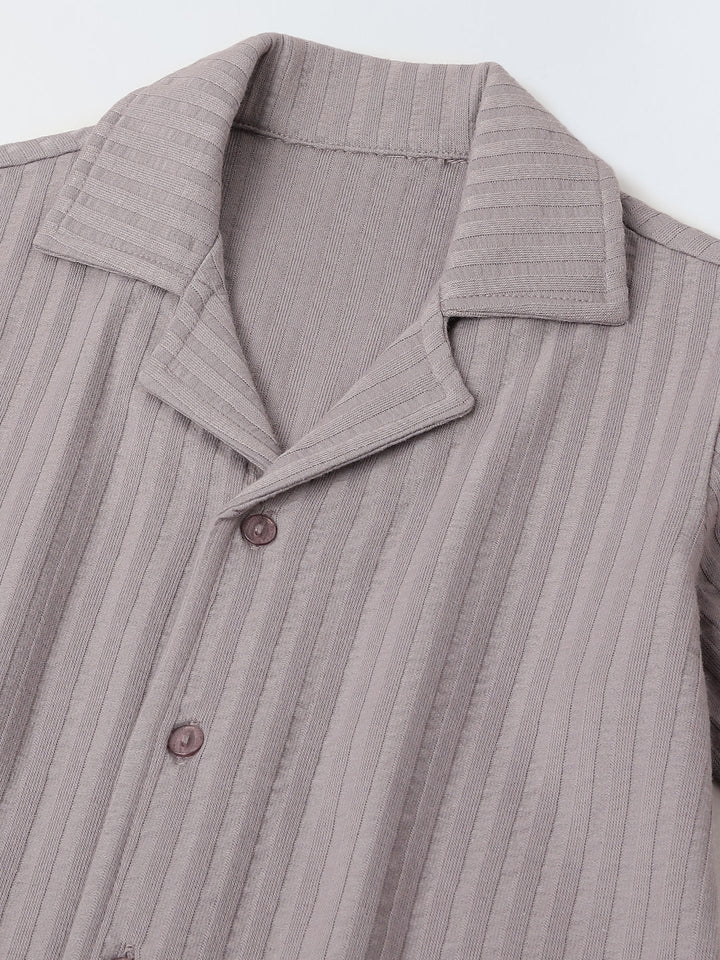 Grey Ribbed Co-Ord Set -Boy