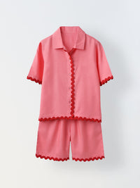 Pink Cotton Shirt and Short Co-ord Set