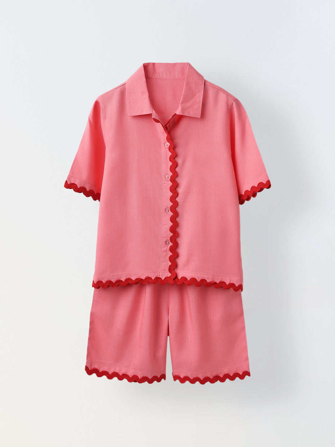Pink Cotton Shirt and Short Co-Ord Set-Girls