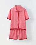 Pink Cotton Shirt and Short Co-Ord Set-Girls