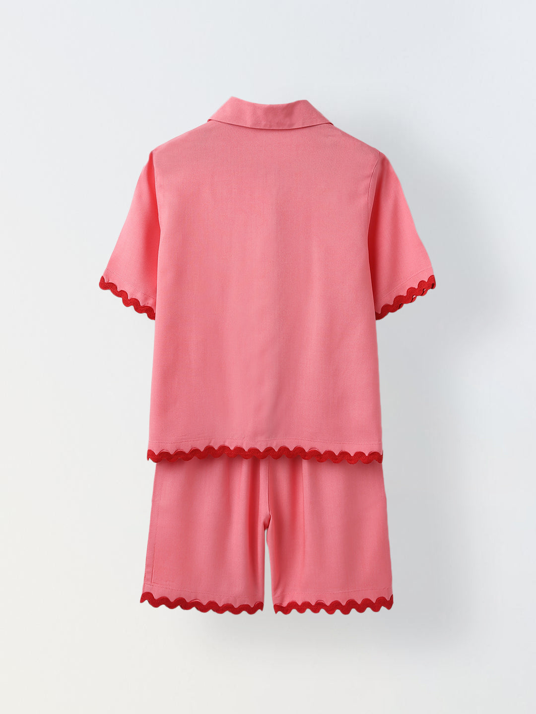 Pink Cotton Shirt and Short Co-Ord Set-Girls