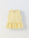 Spunkies Yellow Girls Schiffli Embroidered Round Neck Sleeveless A-Line Dress
