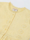 Spunkies Yellow Girls Schiffli Embroidered Round Neck Sleeveless A-Line Dress