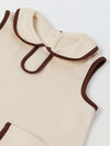 Spunkies Cream Girls Solid Peter Pan Collar Sleeveless Pleated A-Line Dress