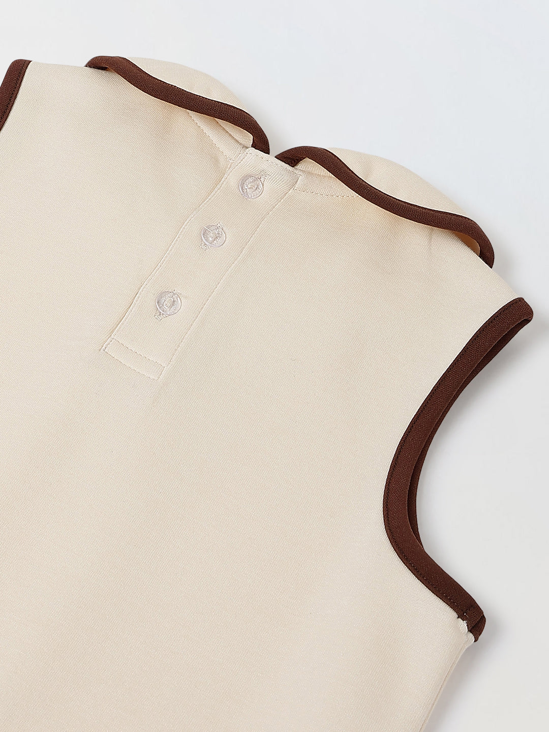 Spunkies Cream Girls Solid Peter Pan Collar Sleeveless Pleated A-Line Dress