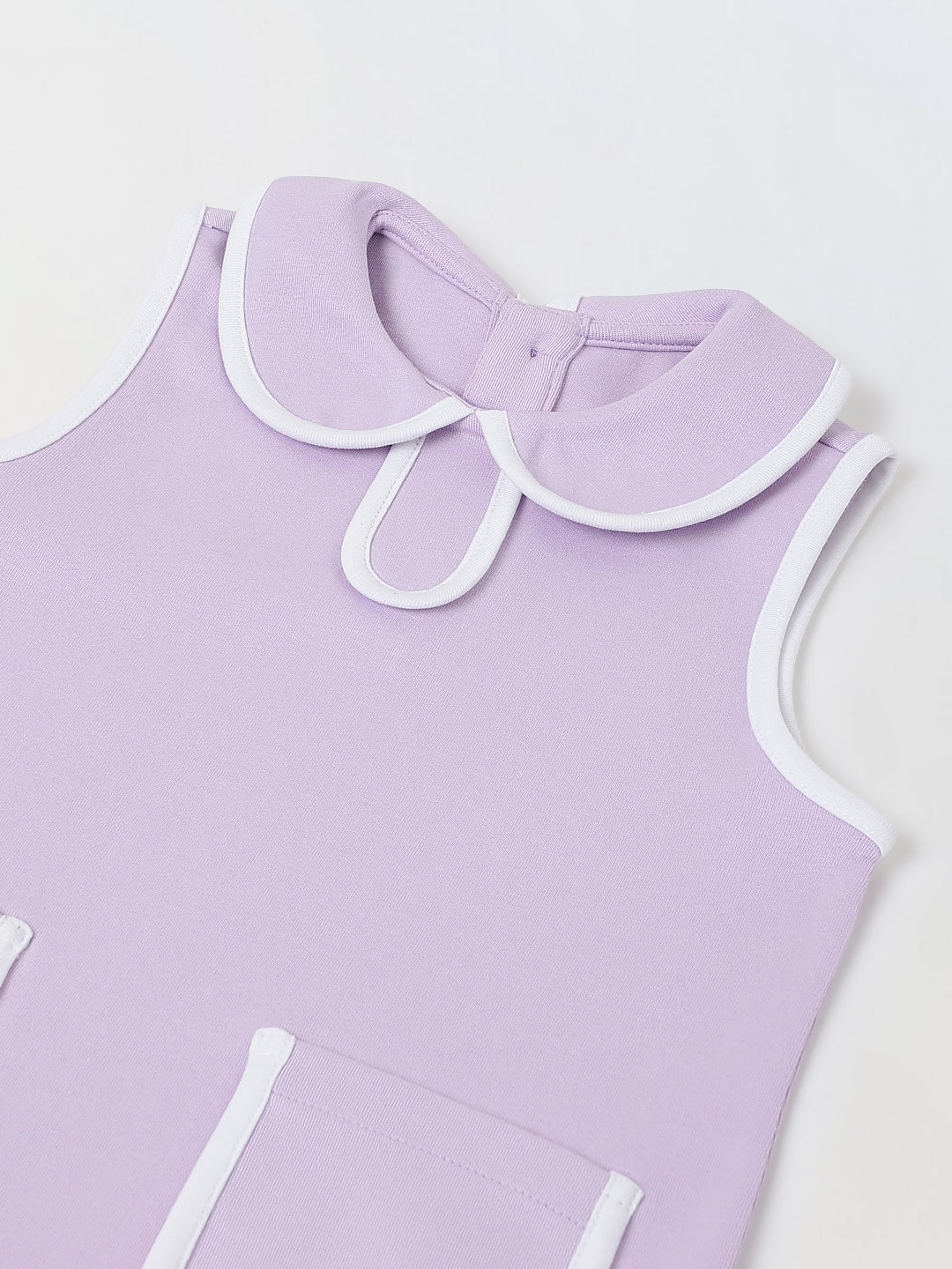 Spunkies Purple Girls Solid Peter Pan Collar Sleeveless Pleated A-Line Dress