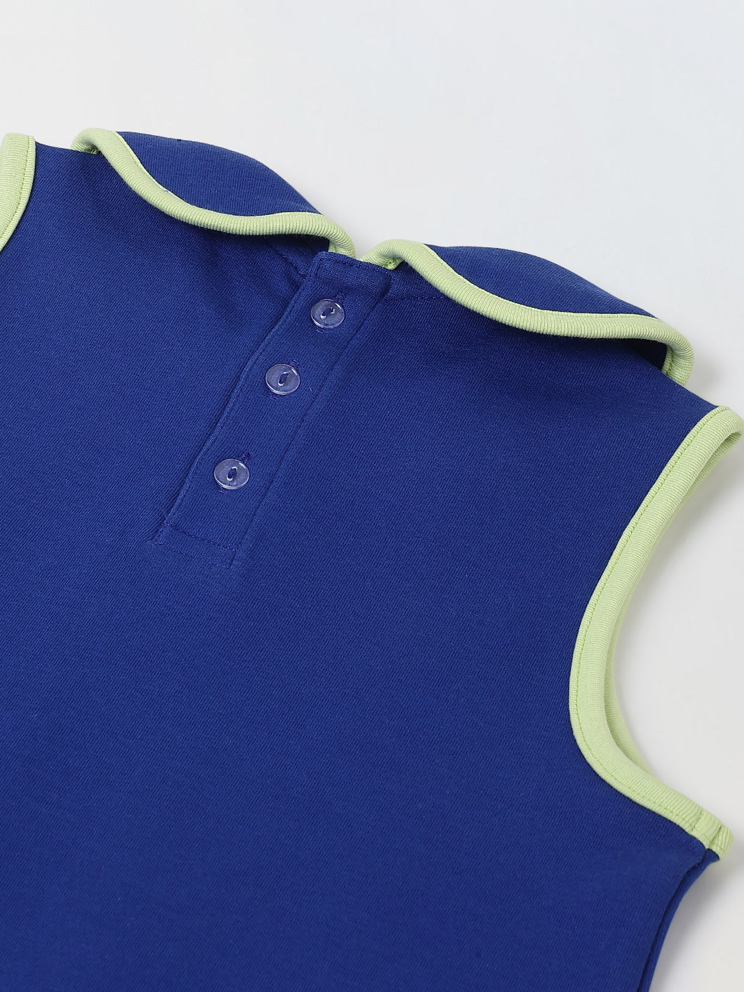 Spunkies Blue Girls Solid Peter Pan Collar Sleeveless Pleated A-Line Dress