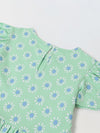Spunkies Green Girls Round Neck Short Sleeves Fit & Flare Dress