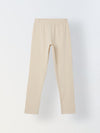 Girls Beige Ribbed Fitted Leggings