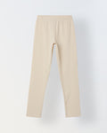Girls Beige Ribbed Fitted Leggings