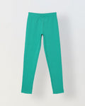 Girls Green Ribbed Fitted Leggings