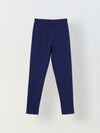 Girls Navy Ribbed Fitted Leggings
