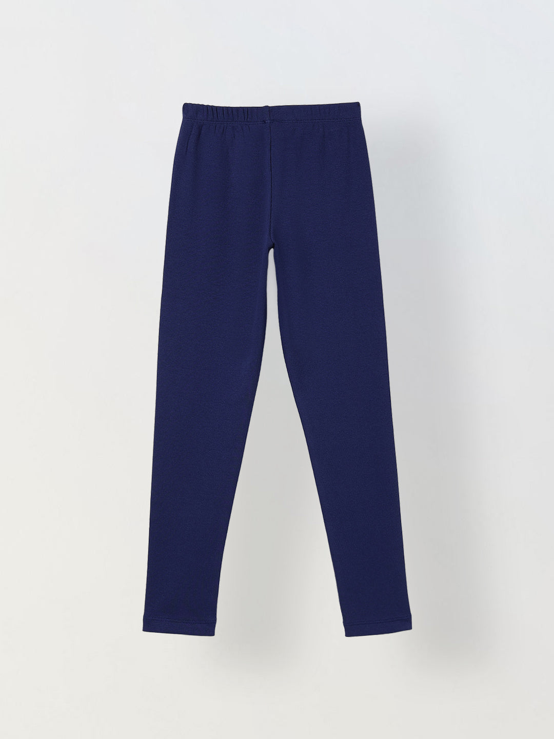 Girls Navy Ribbed Fitted Leggings