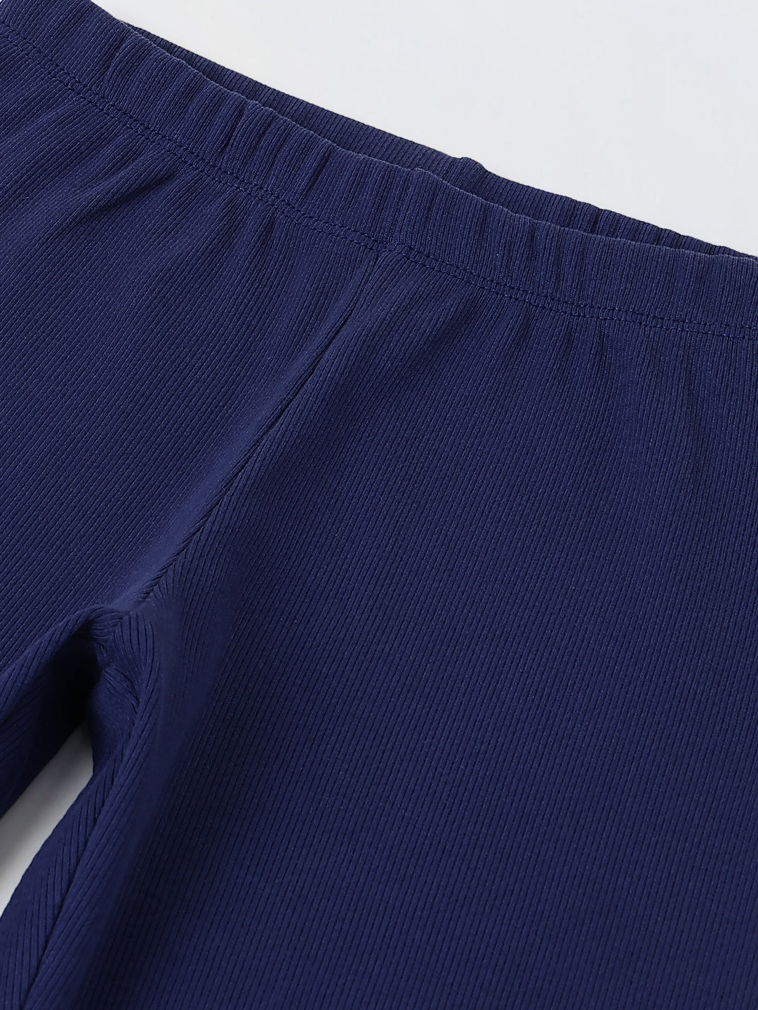 Girls Navy Ribbed Fitted Leggings