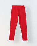 Girls Red Ribbed Fitted Leggings