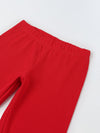 Girls Red Ribbed Fitted Leggings