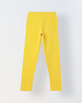 Girls Yellow Ribbed Fitted Leggings