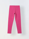 Girls Fushia Pink Ribbed Fitted Leggings