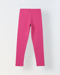 Girls Fushia Pink Ribbed Fitted Leggings