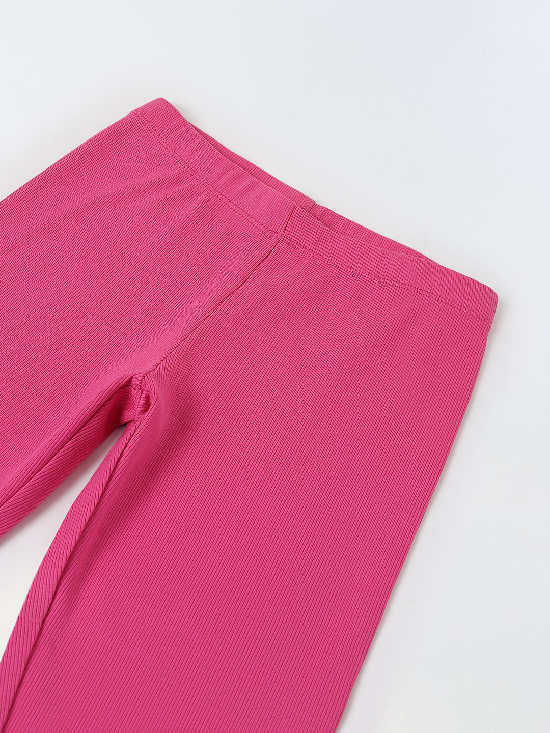 Girls Fushia Pink Ribbed Fitted Leggings