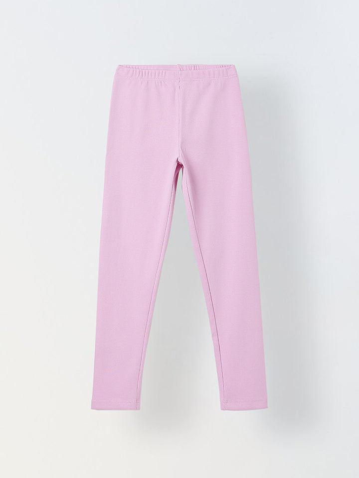Girls Lavender Ribbed Fitted Leggings